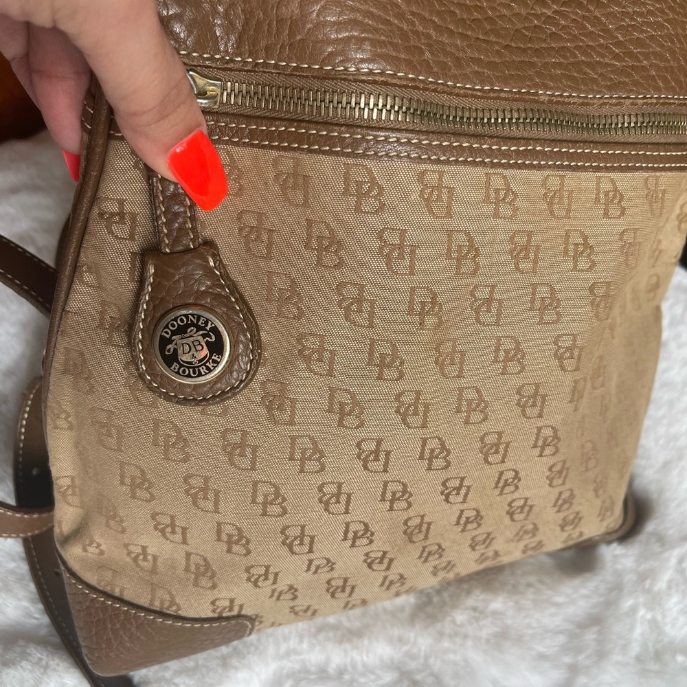 Dooney & Bourke Tan Logo-Print Crossbody Bag
